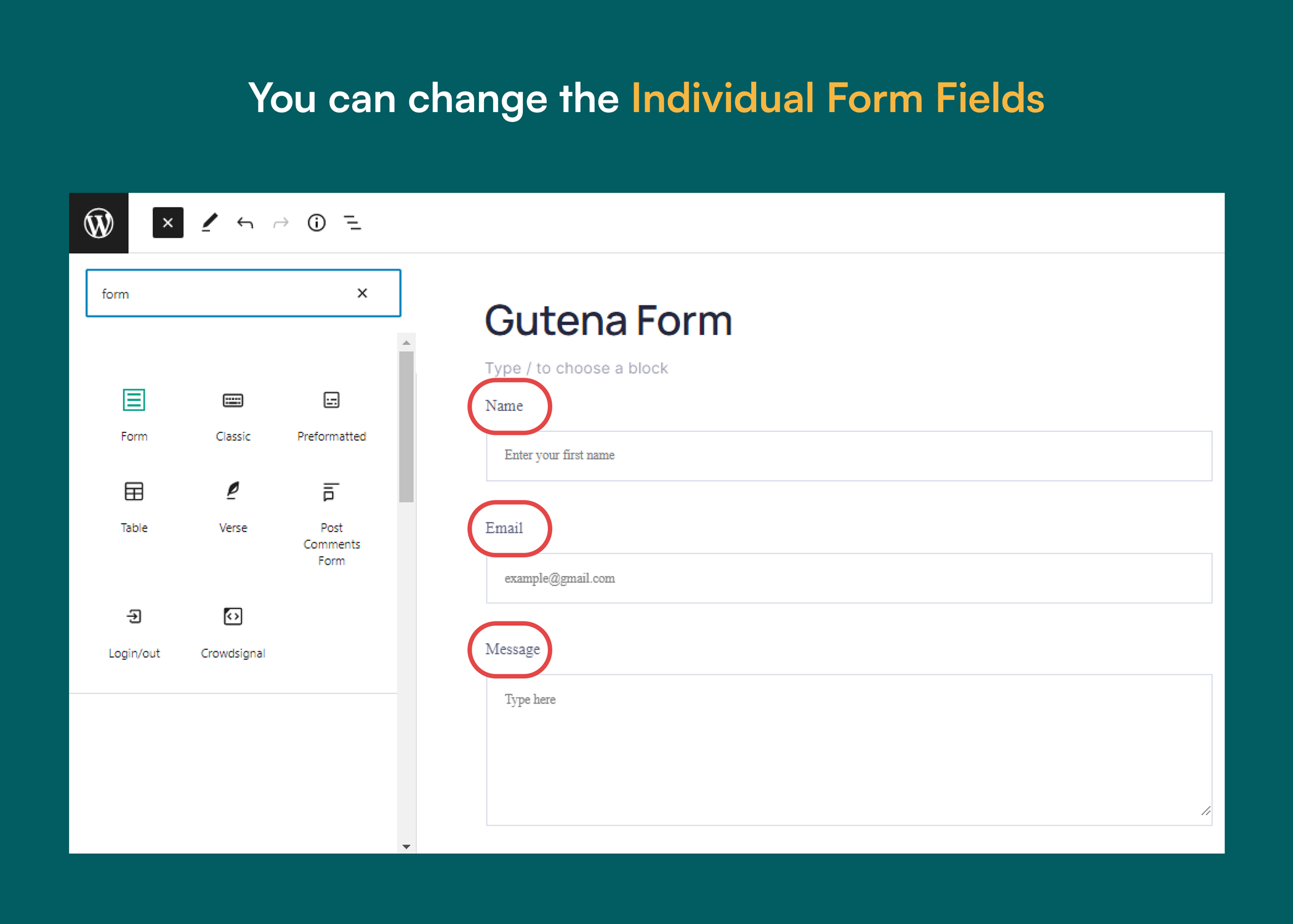 Individual Form Fields Settings