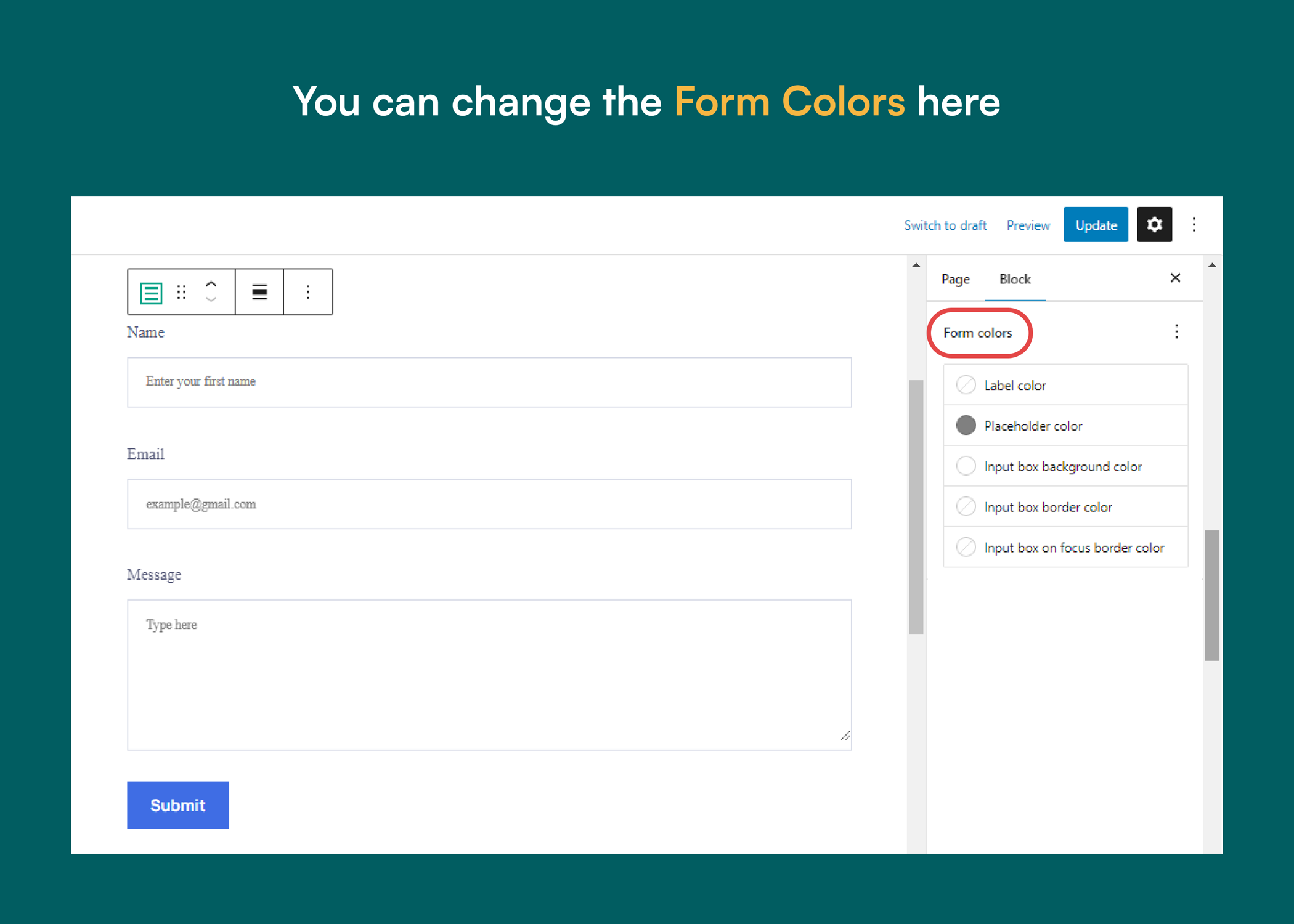 Form Colors Settings
