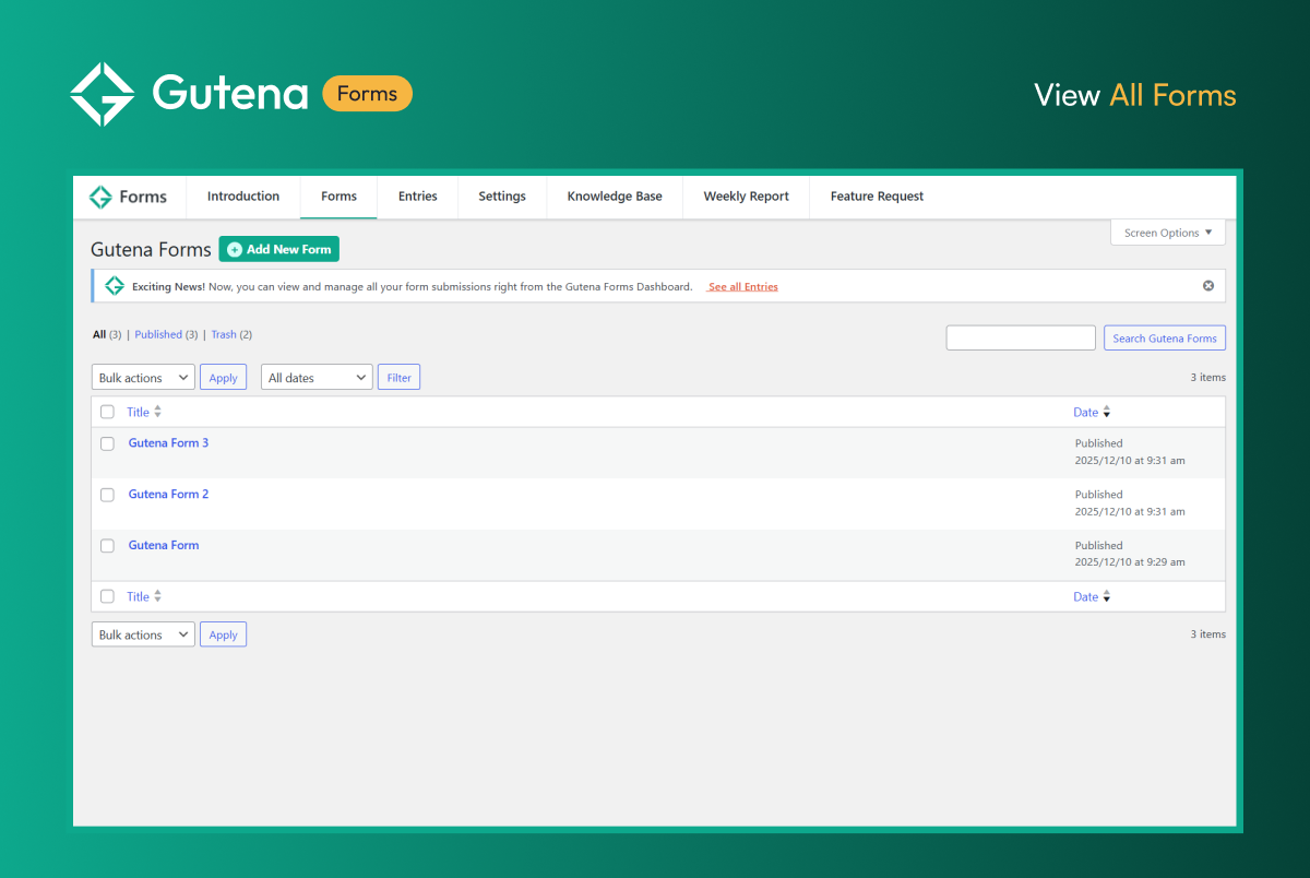 See all your contact forms in one place