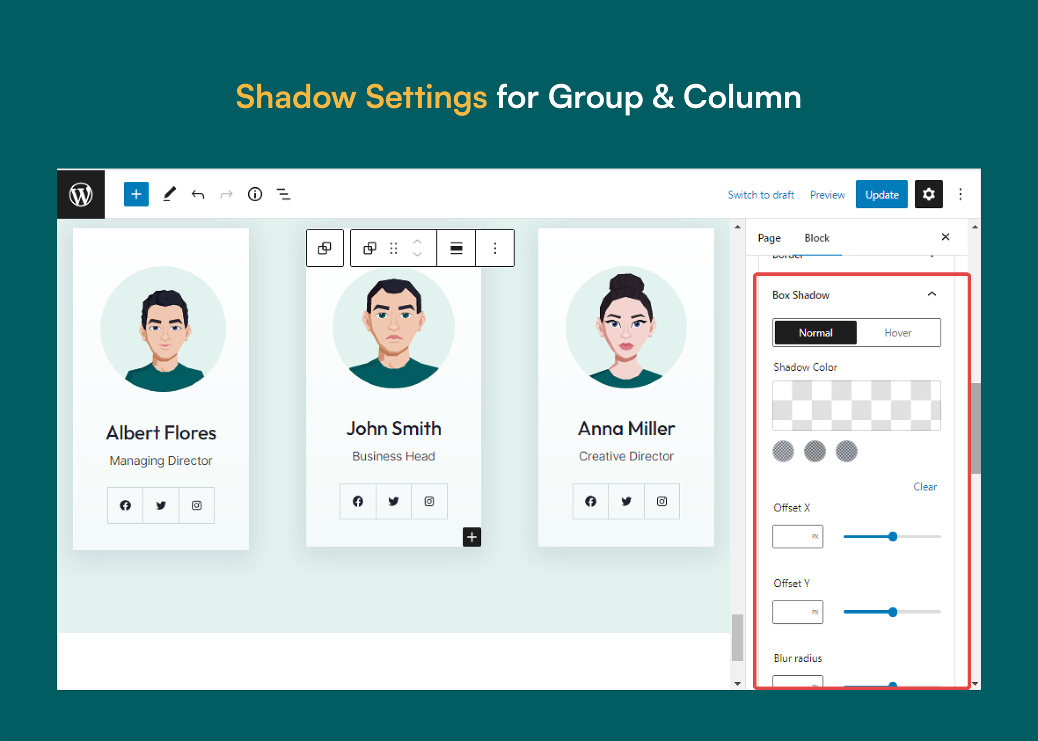 Border Settings for Group & Column