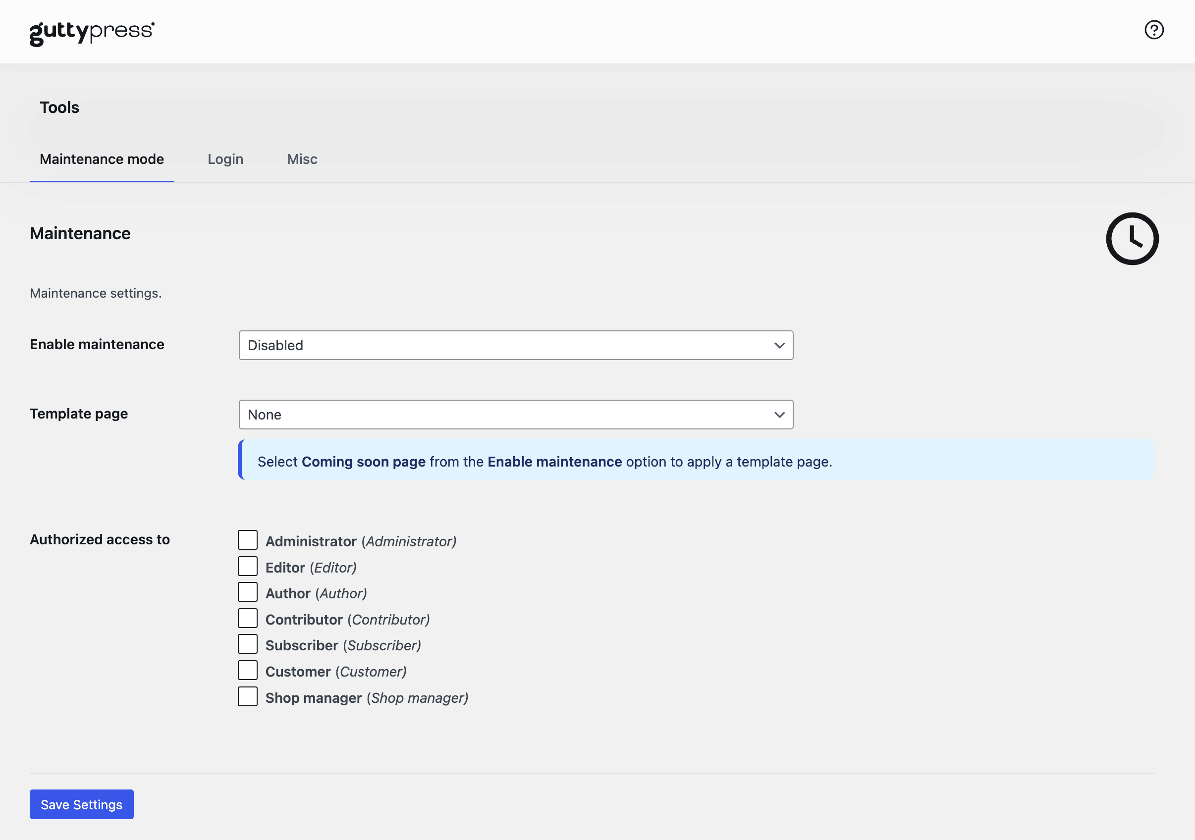 GuttyPress Landing page library