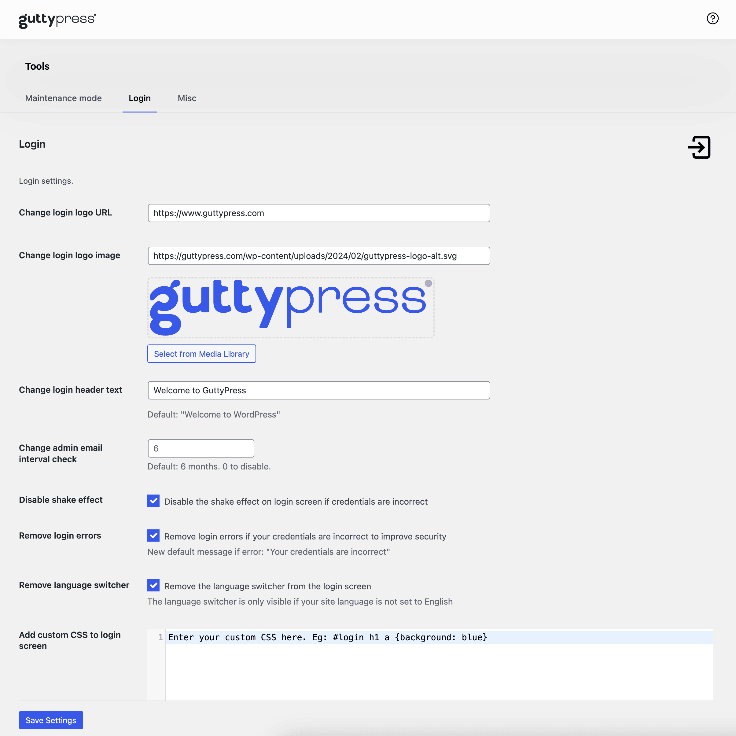 GuttyPress Pattern library