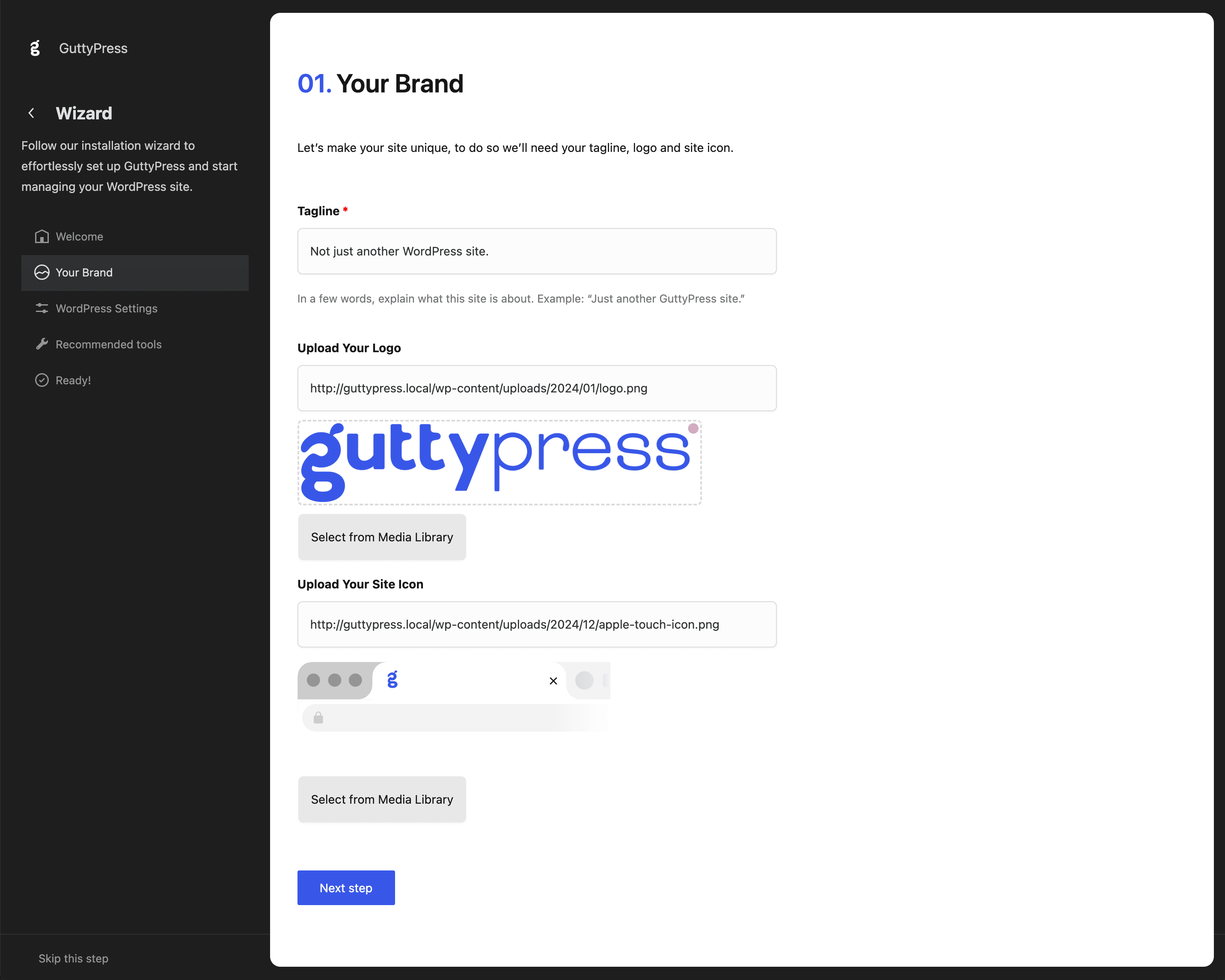 GuttyPress Blocks manager