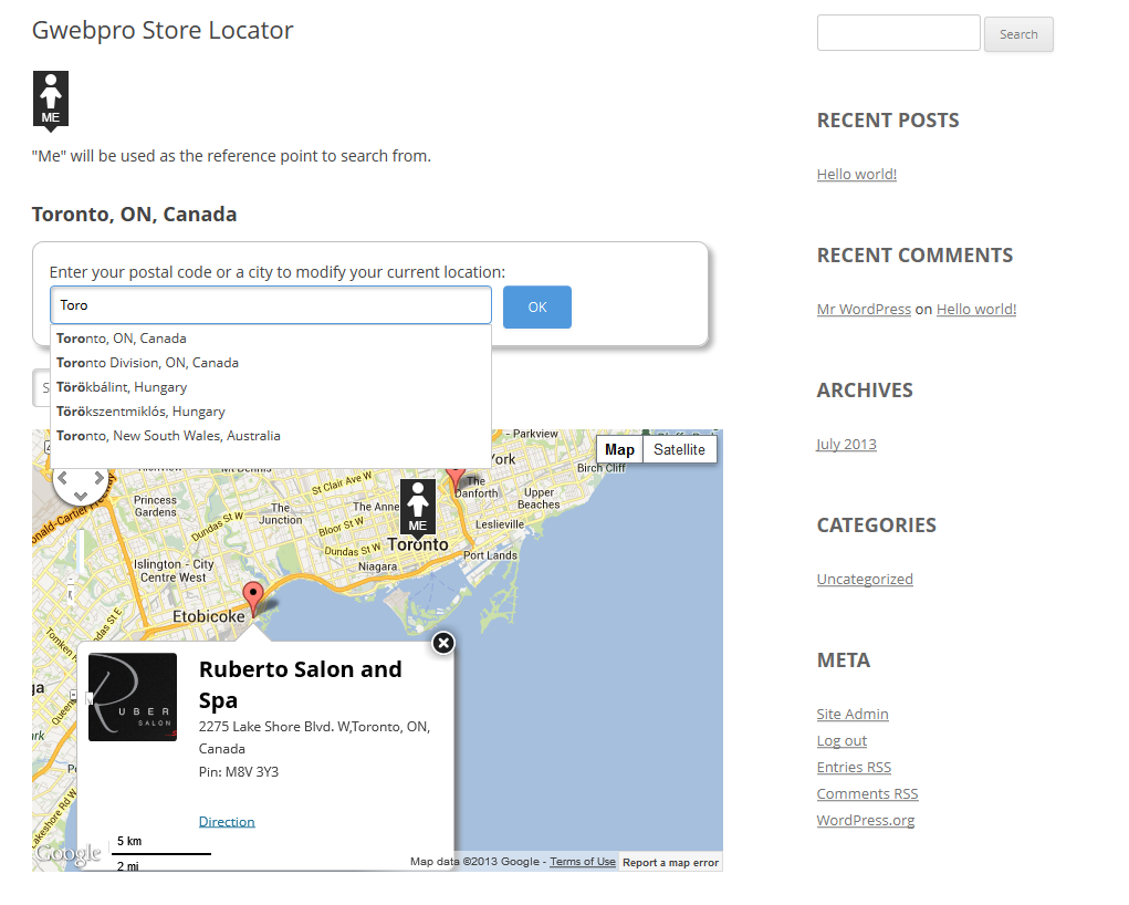 Gwebpro Storlocator autocomplete search