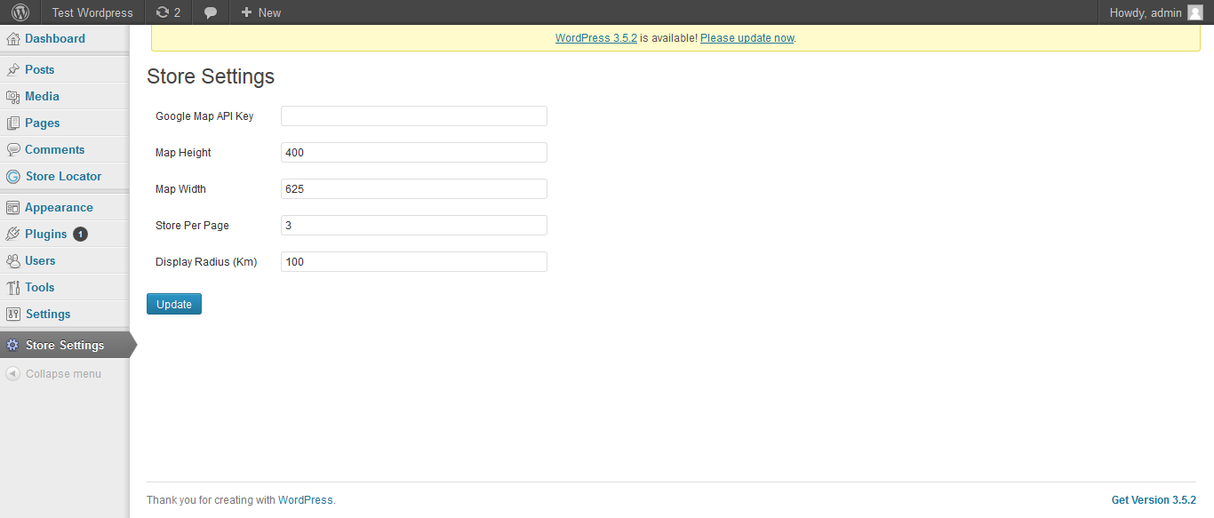 Gwebpro Storlocator admin store settings