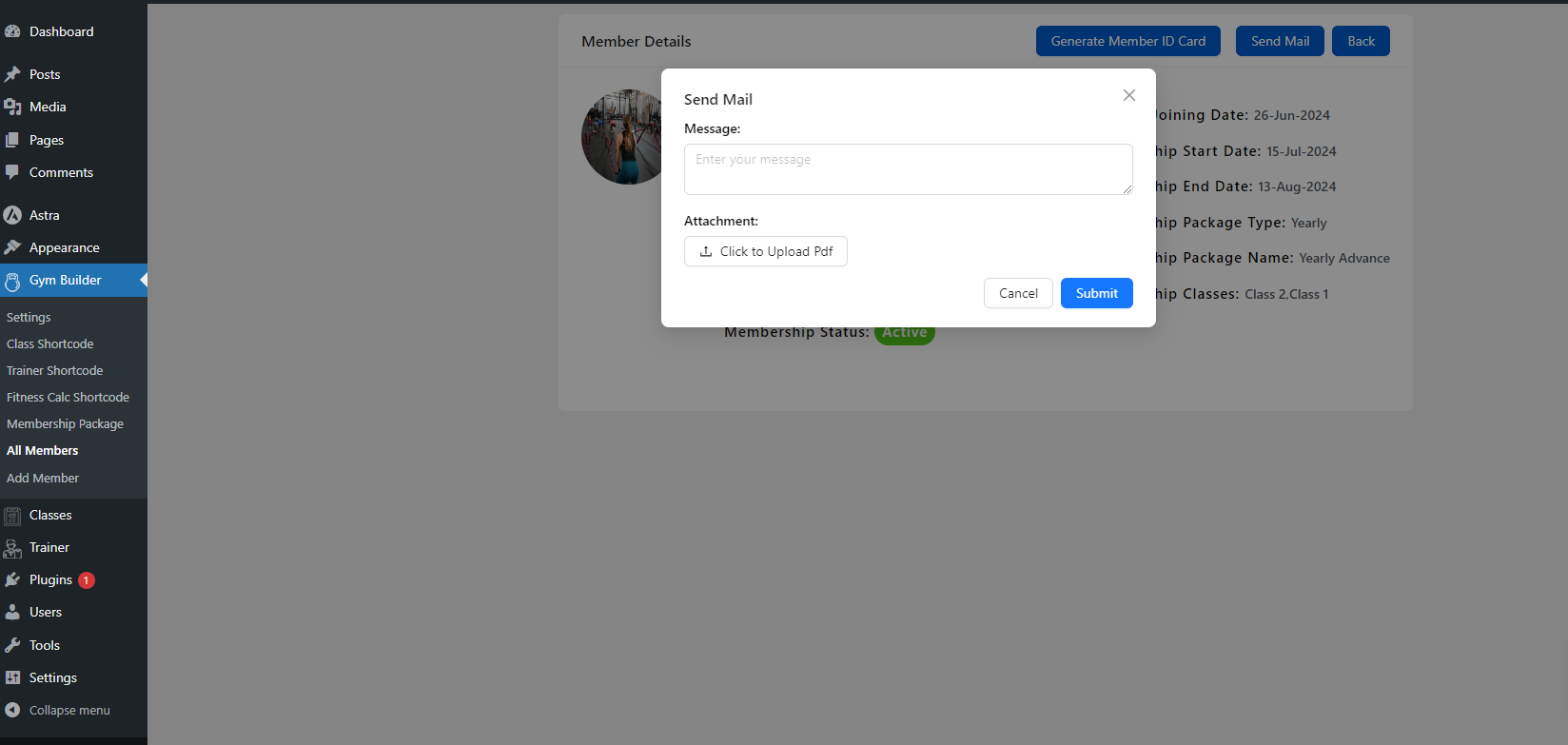 This is class and trainer page setup