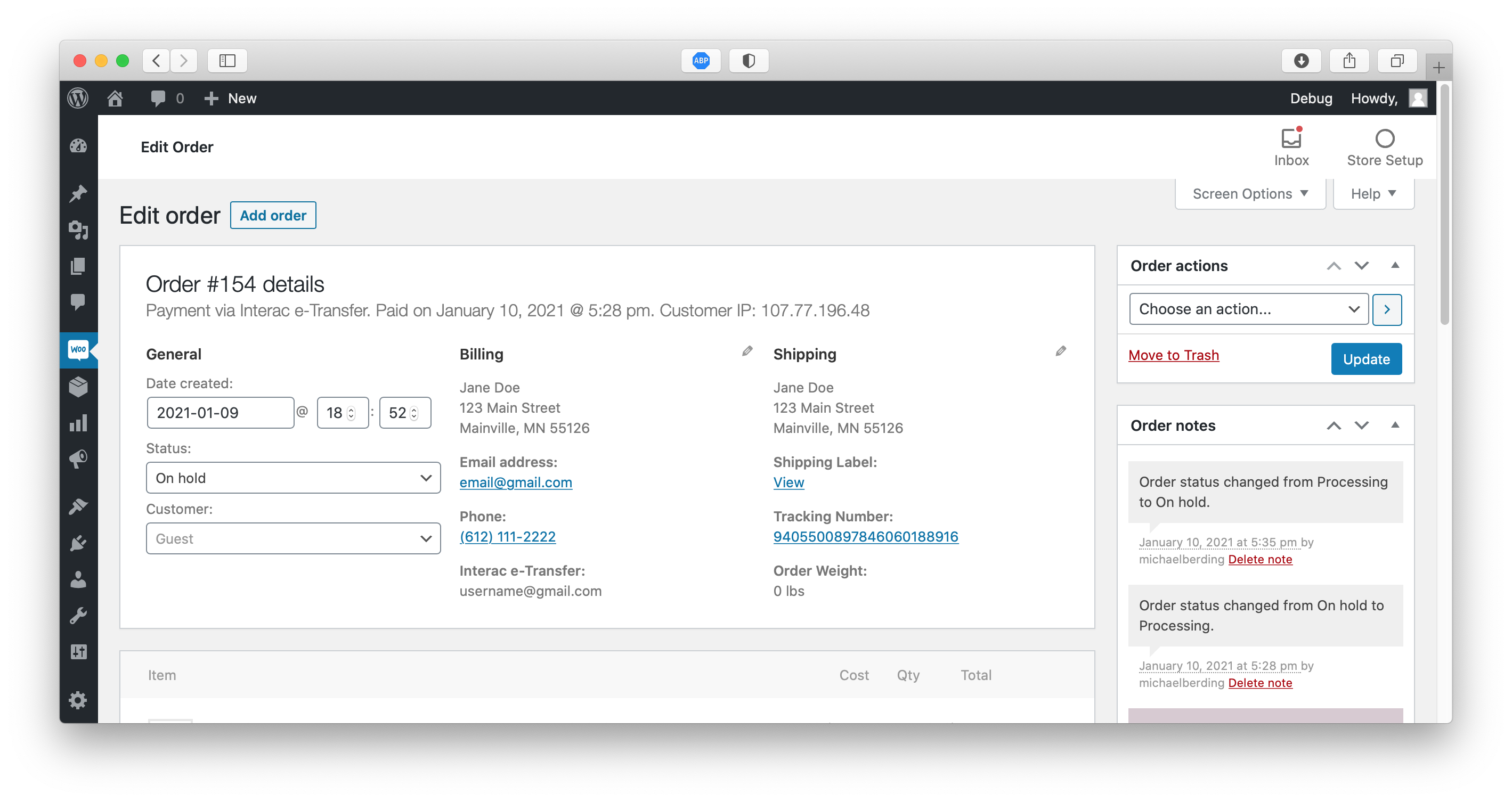 Modified order-view page showing relevant buyback information.