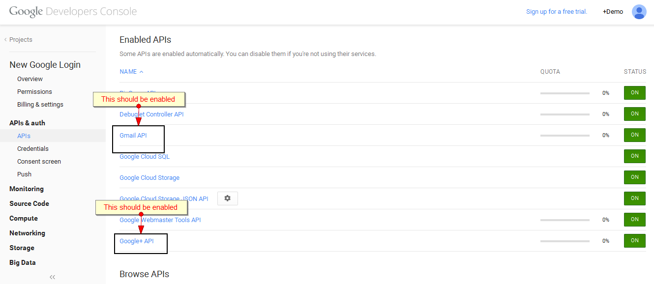 screenshot 3 is displaying google developer console to enable apis.