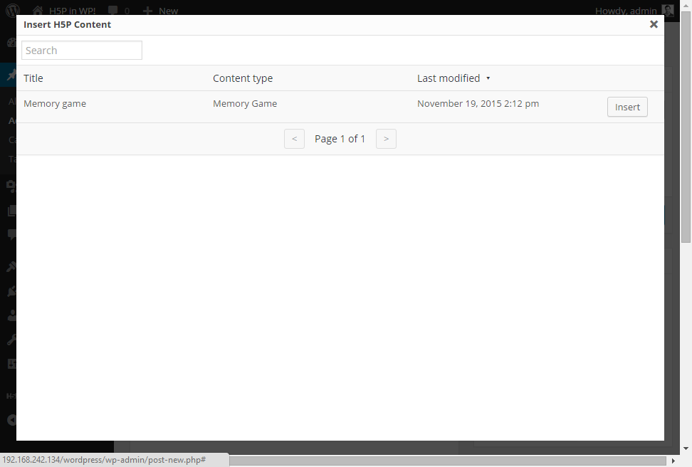 Choose among available interactive H5P content from the list