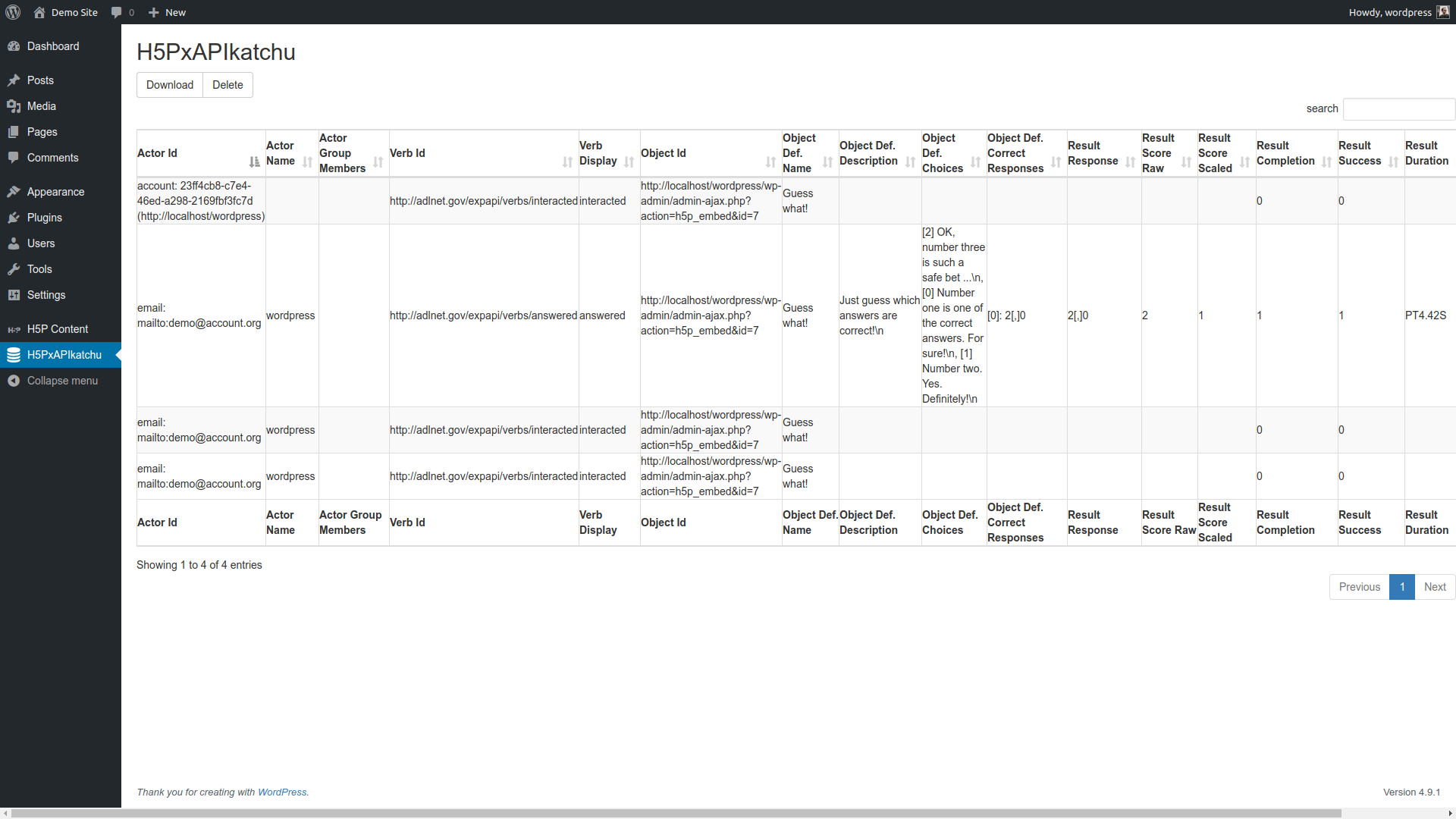 You cannot only view the stored data, but also download them as an CSV file.