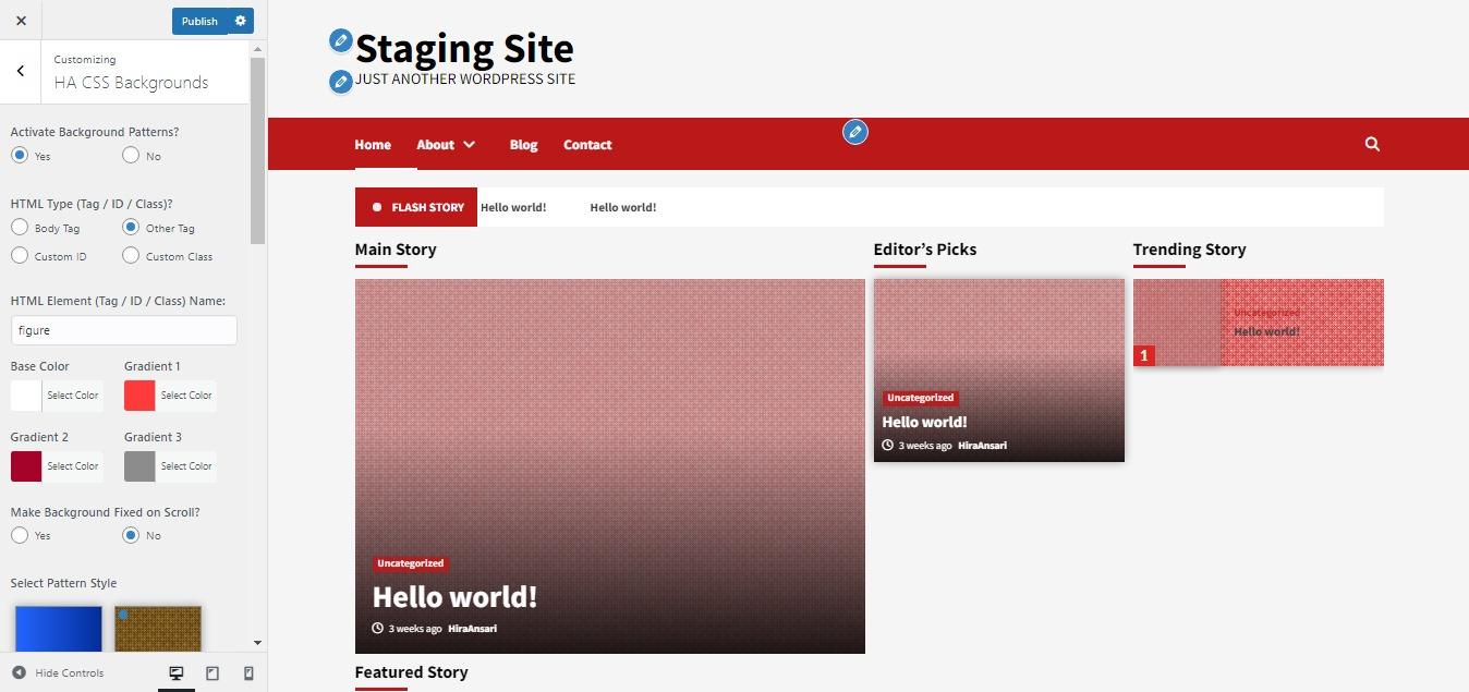 HA CSS Background Generator section - Background Design Settings - frist fold