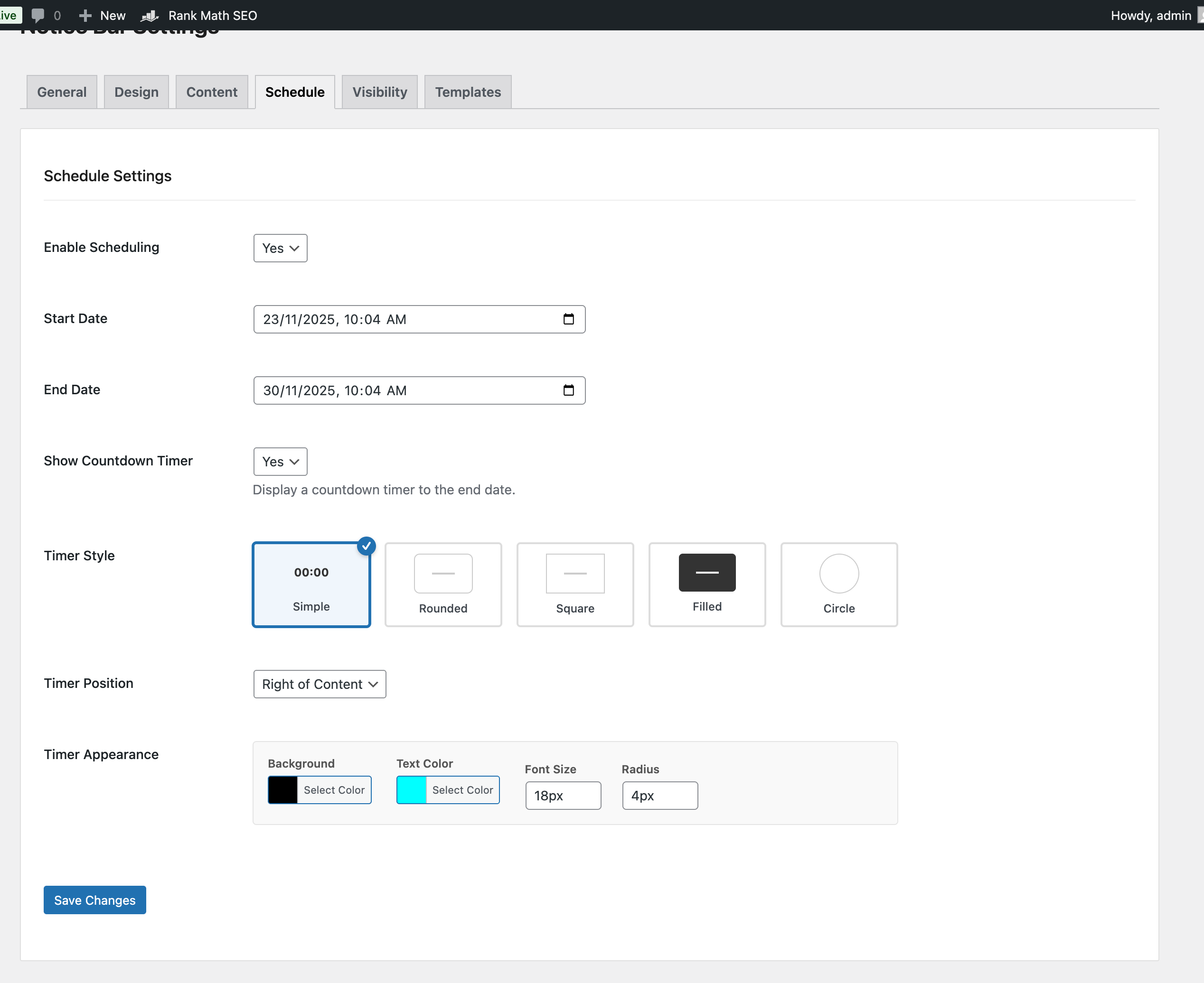 Style countdown timer by yourself