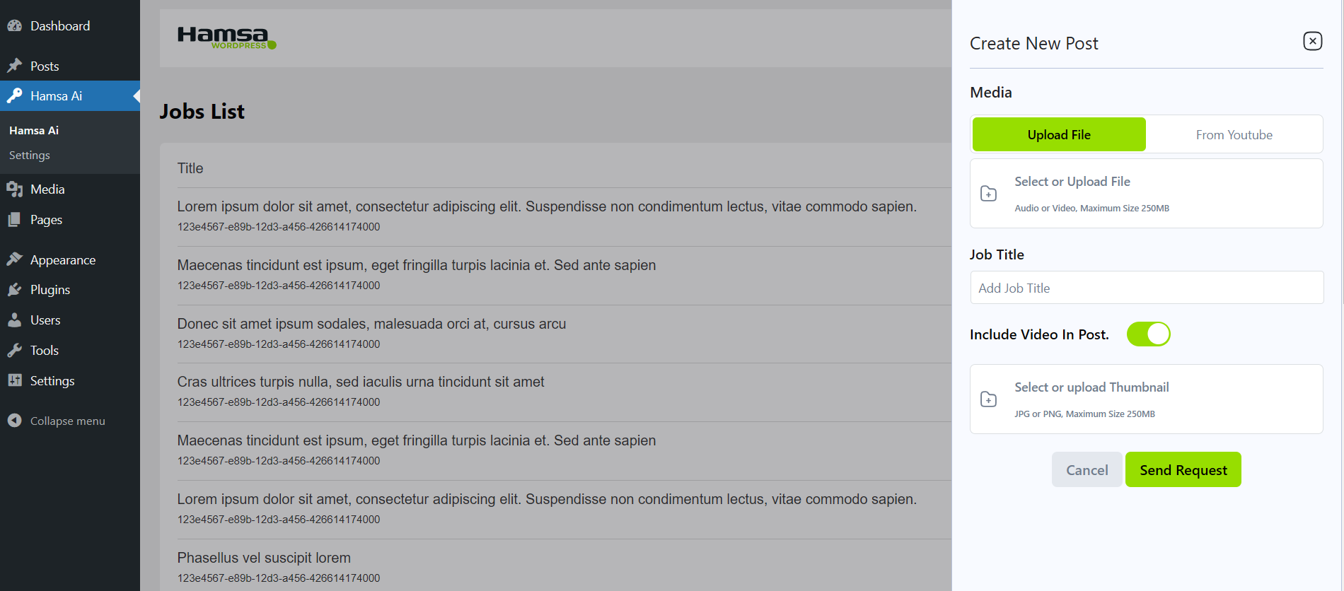 Create New Post Using Uploaded Media