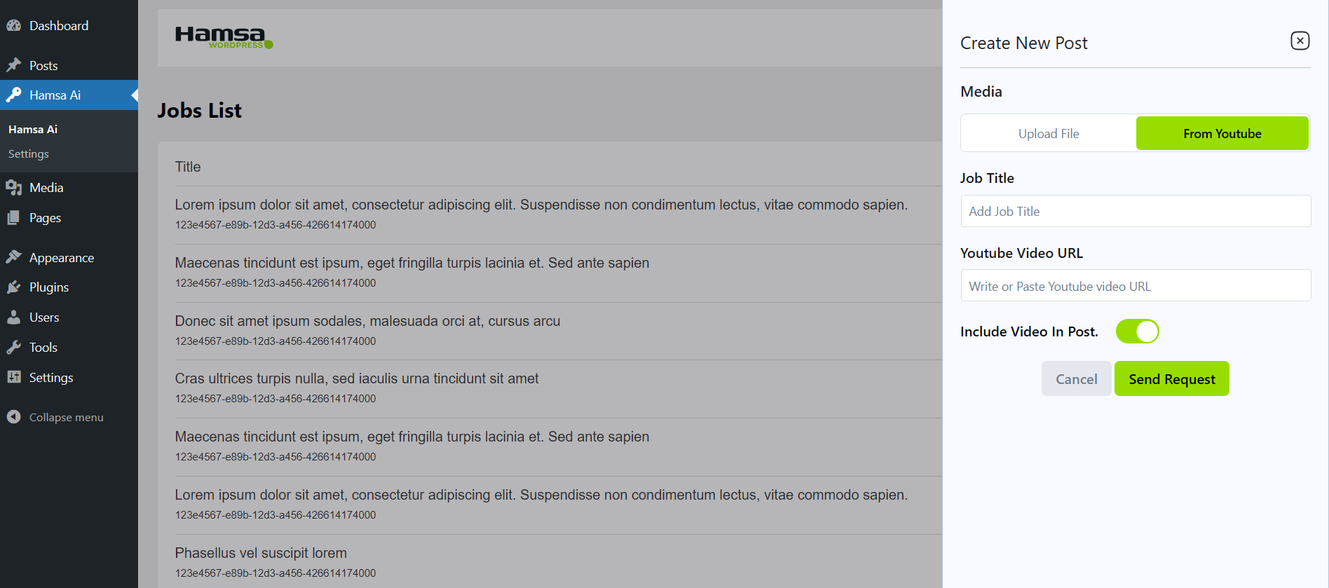 Create New Post Using YouTube URL