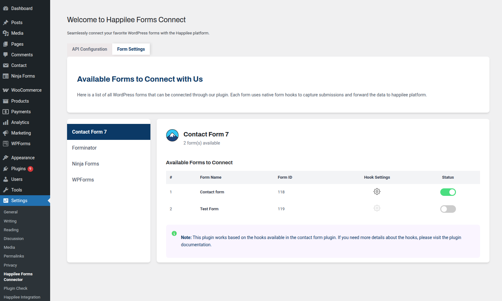 Form selection and field mapping interface