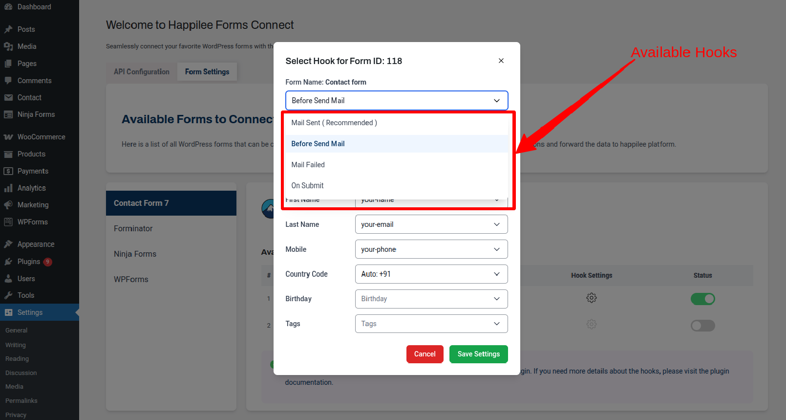 Integration with Contact Form 7
