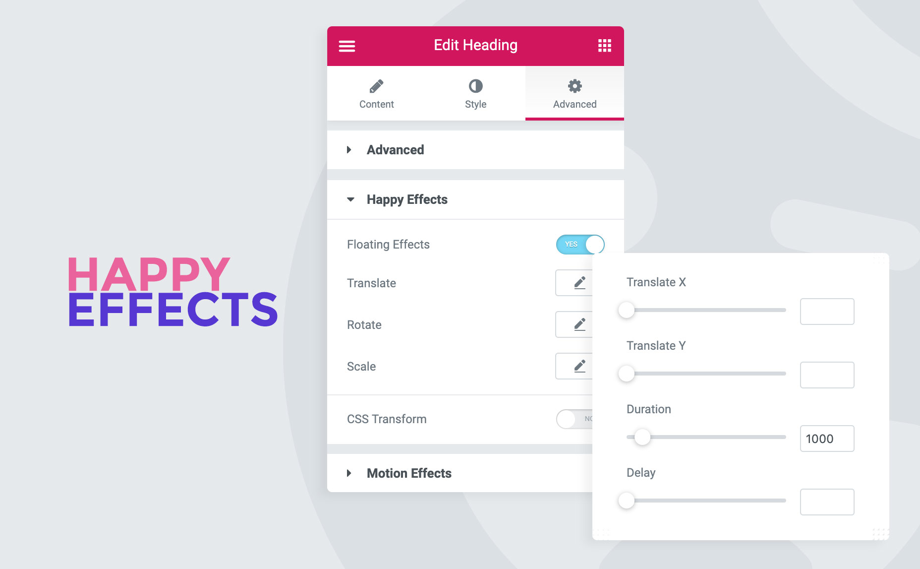 Card widget with Happy Effects (Floating Effects)
