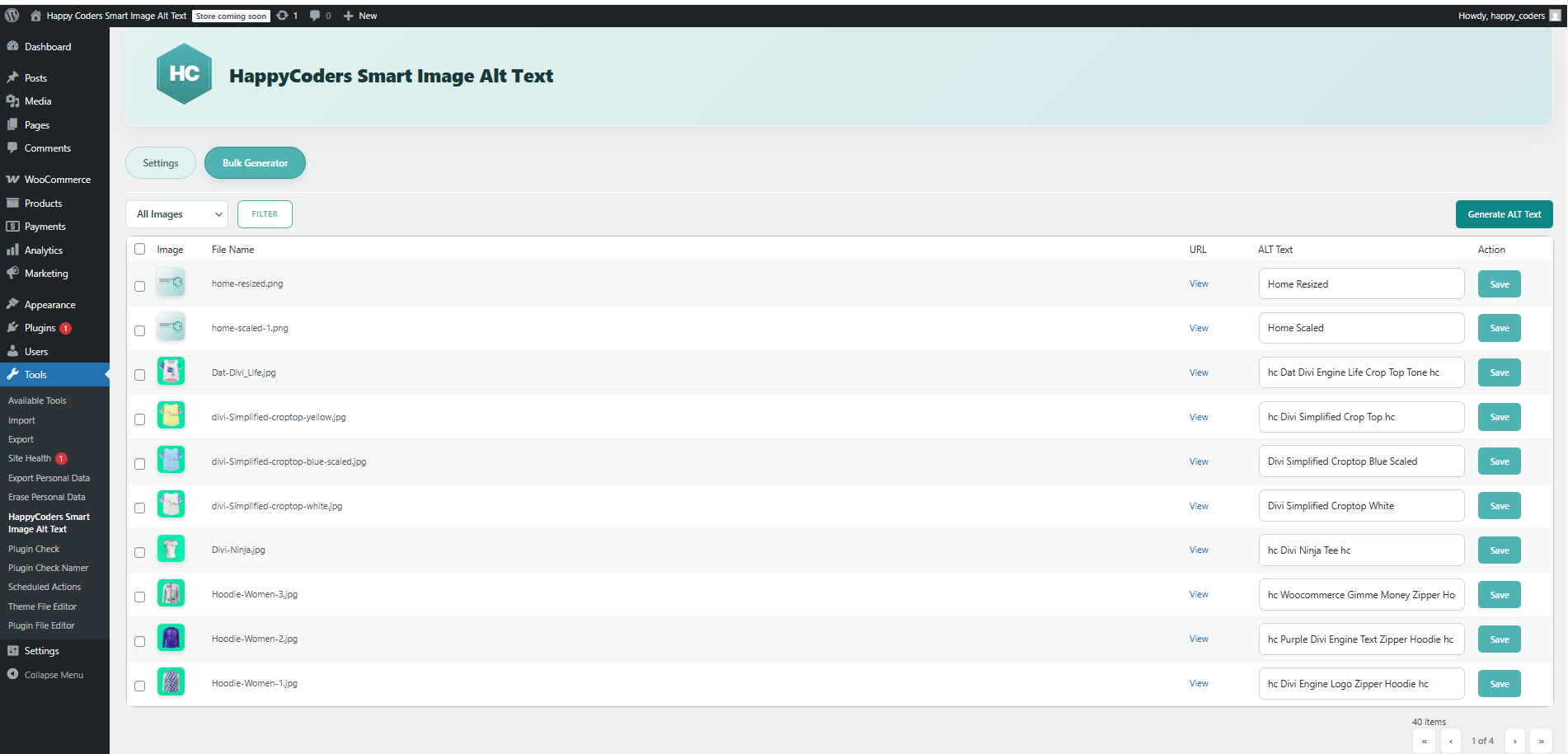 Bulk generator with media list and filters.