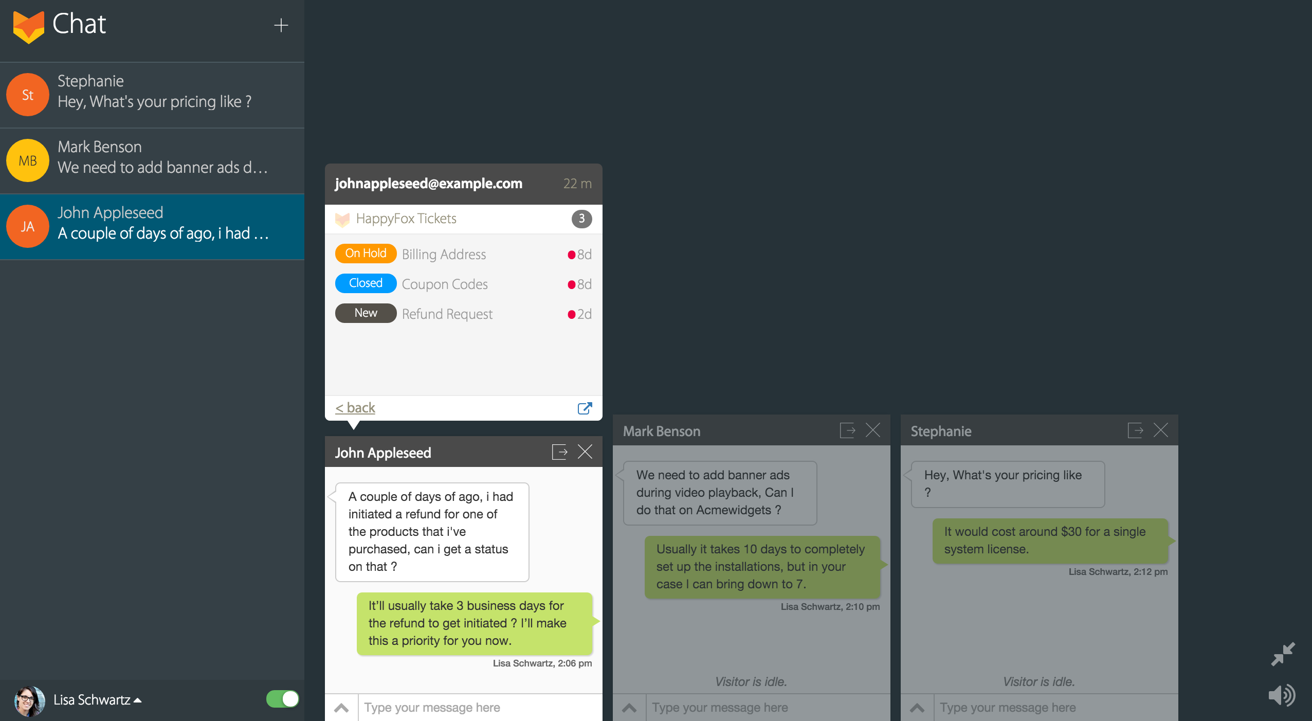 HappyFox Chat Agent interface