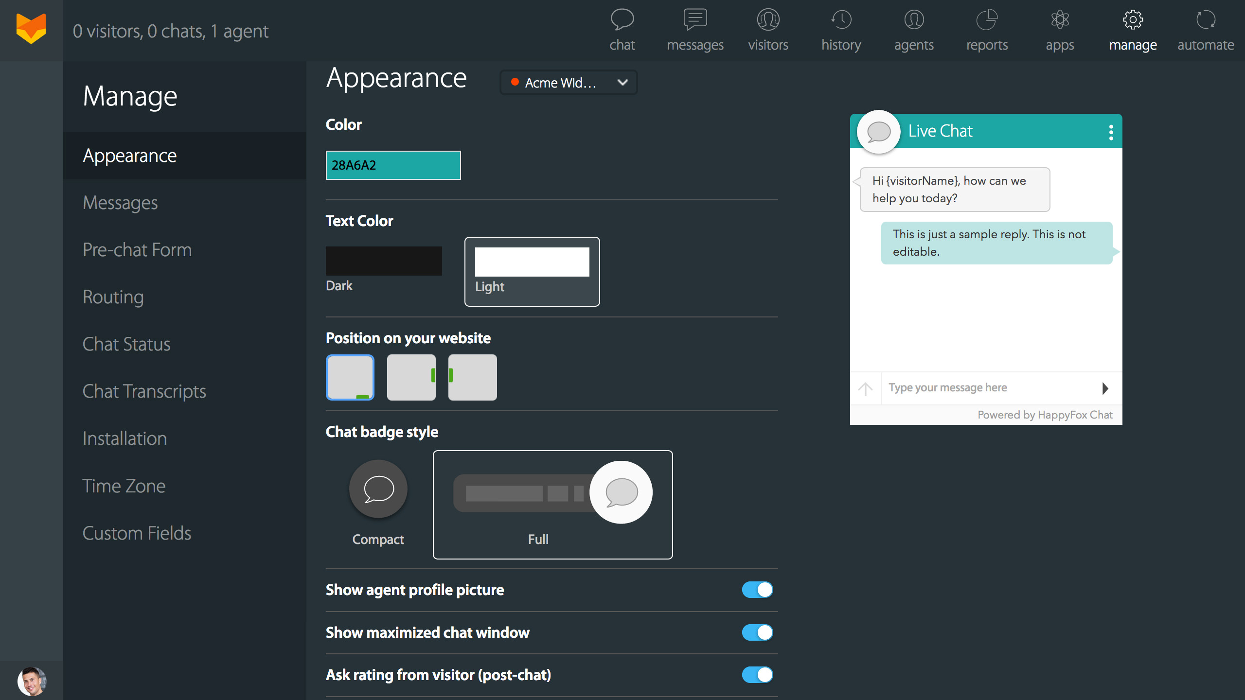Customizable look and feel