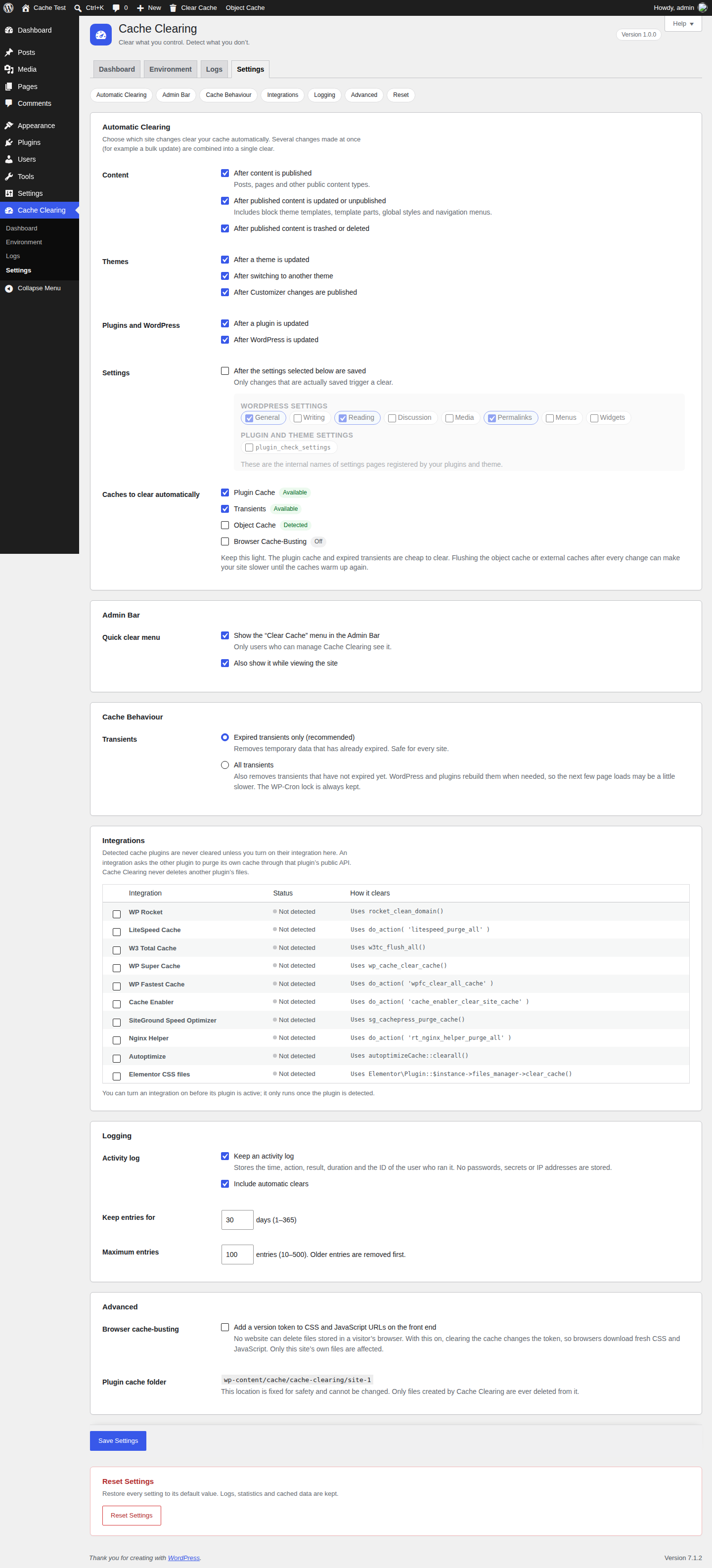 Admin Bar quick menu and result notification on the front end.