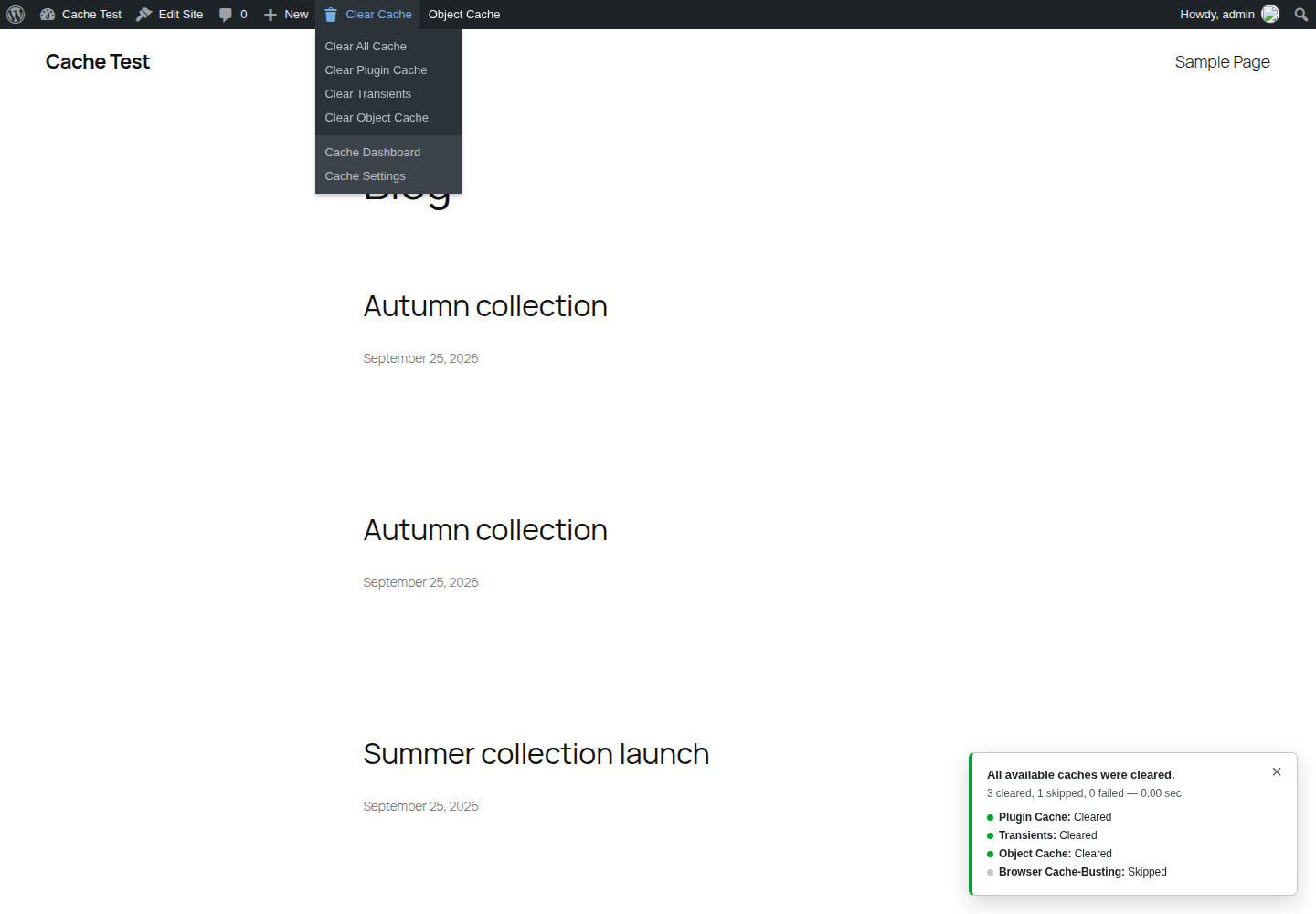 Clear the cache of a single page from the Page Cache box on the edit screen.