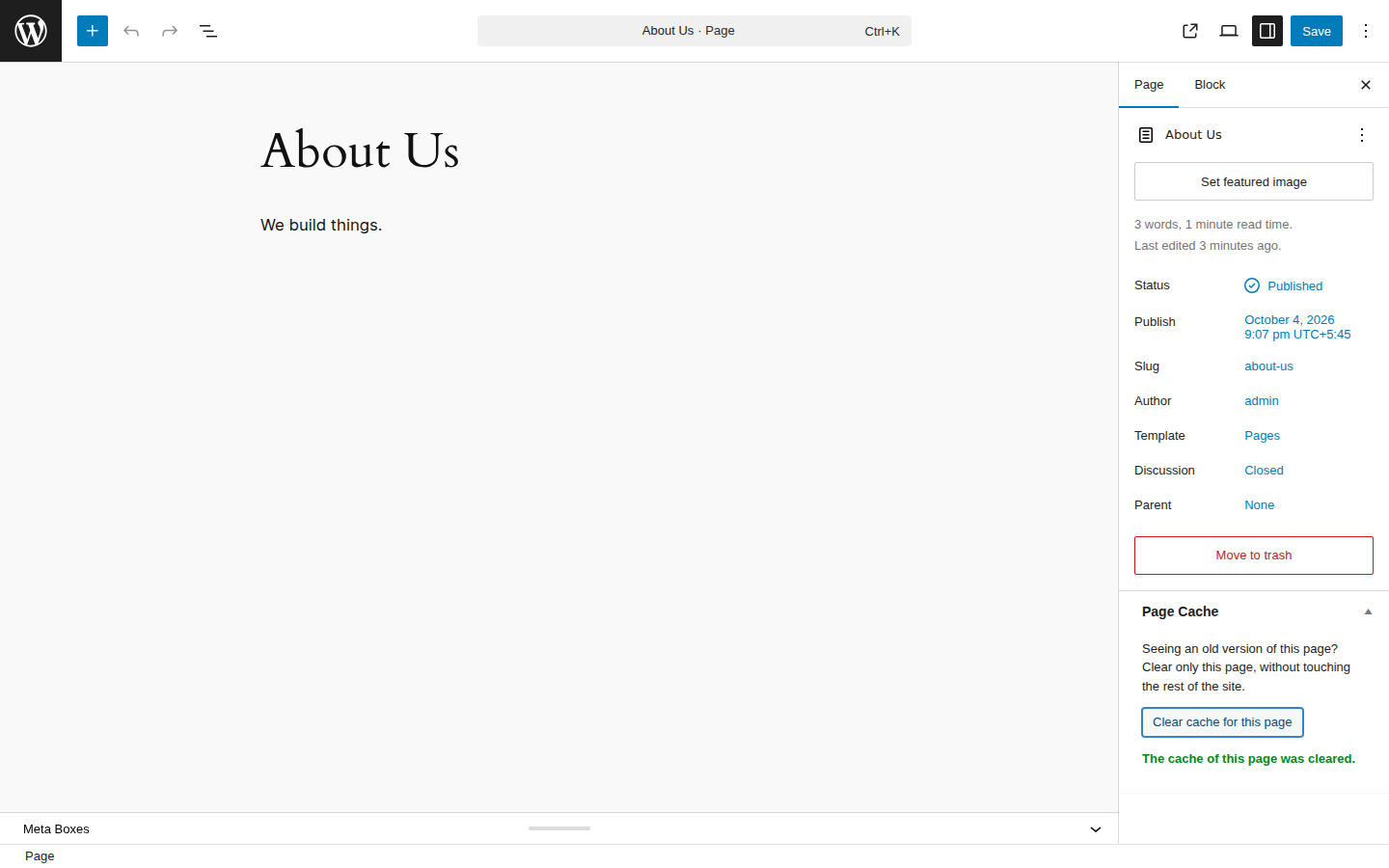 "Clear This Page" in the Admin Bar menu while viewing a page.