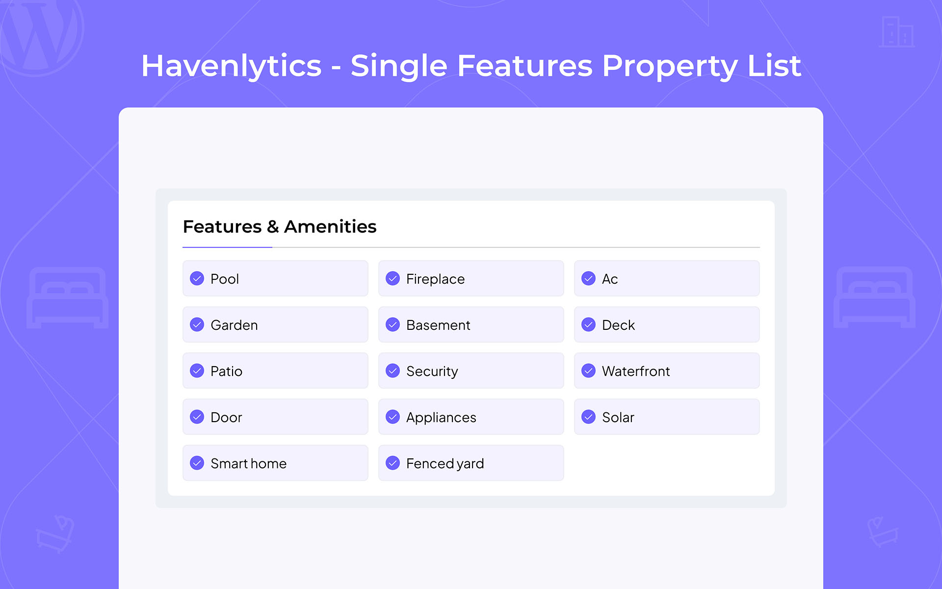 Single Property – Features List