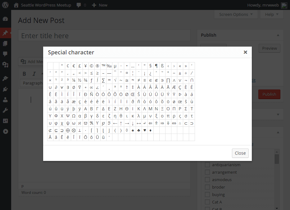 The characters are added to the last line of the Classic Editor's character map
