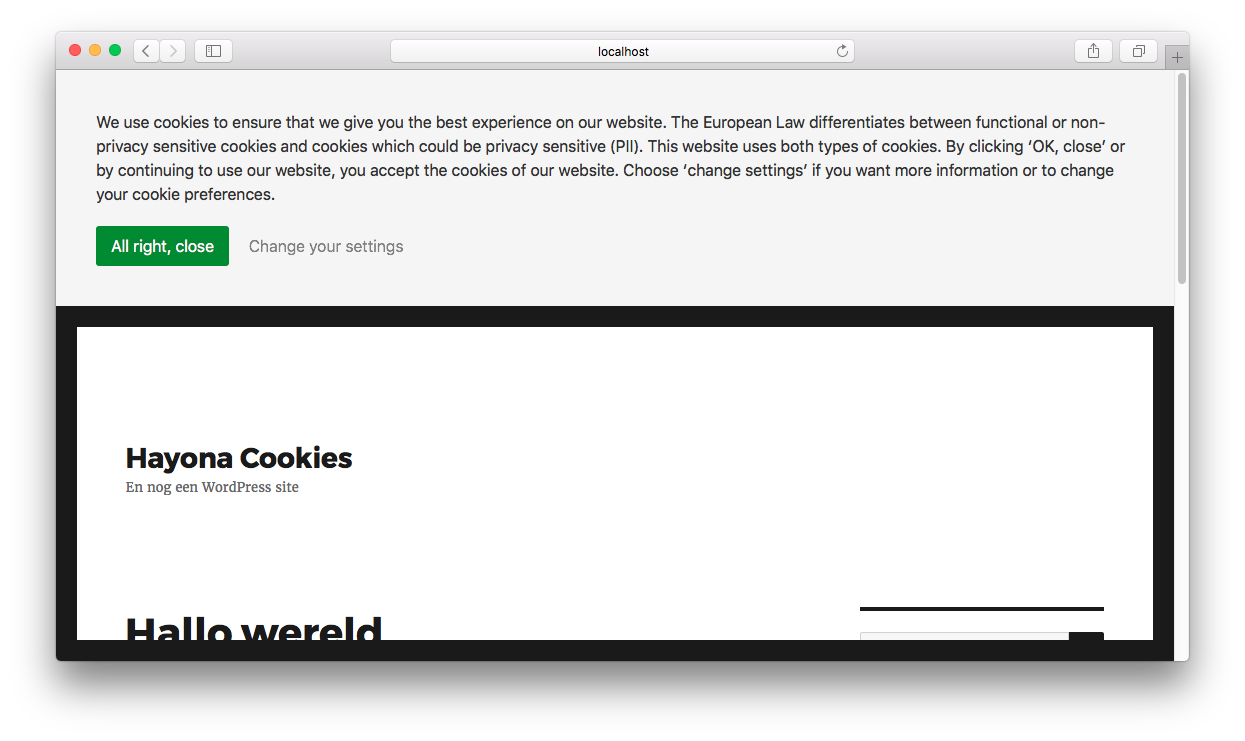 Add a customizable cookie banner to the top of your website.