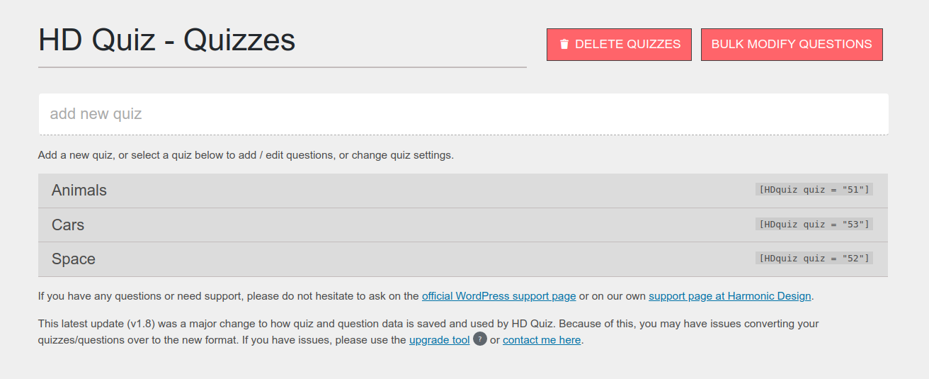 Questions Page