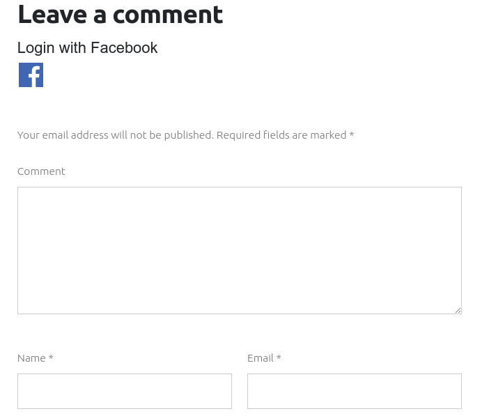 **Facebook Login - WordPress Comment form**: Facebook Login button at WordPress Comment form