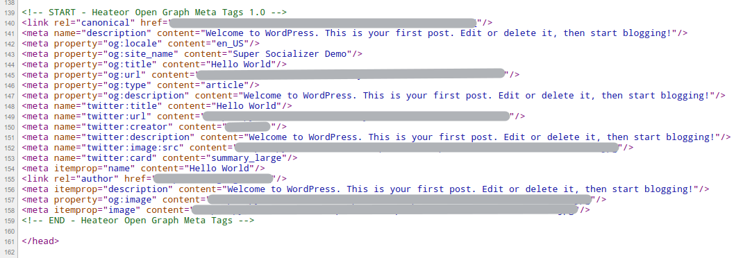 **Meta Tags**: Meta tags in HTML source of website