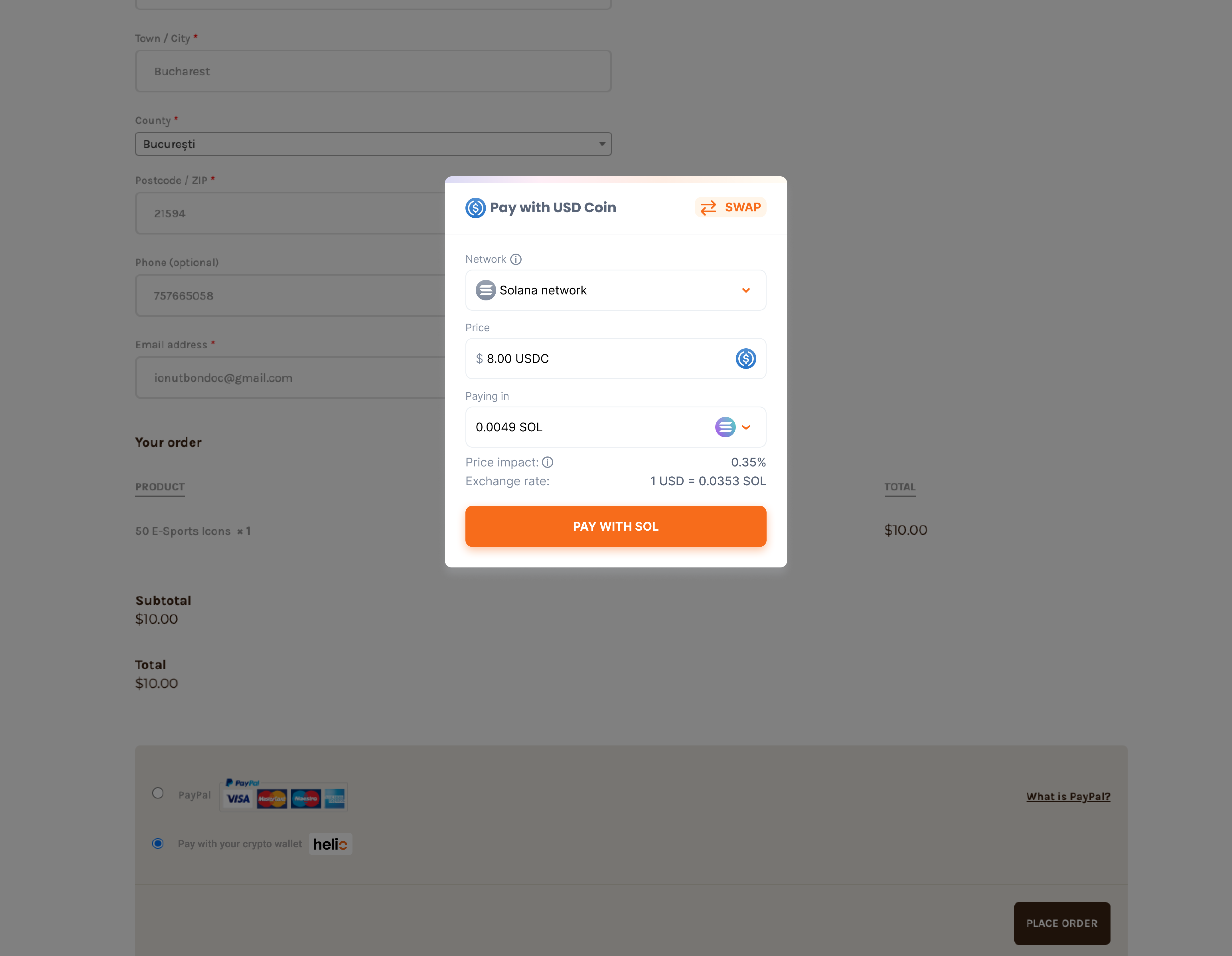 Swap tokens