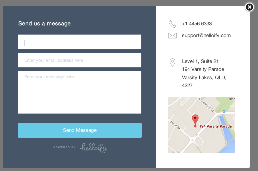 This is the contact form that visitors see when you're unavailable to chat
