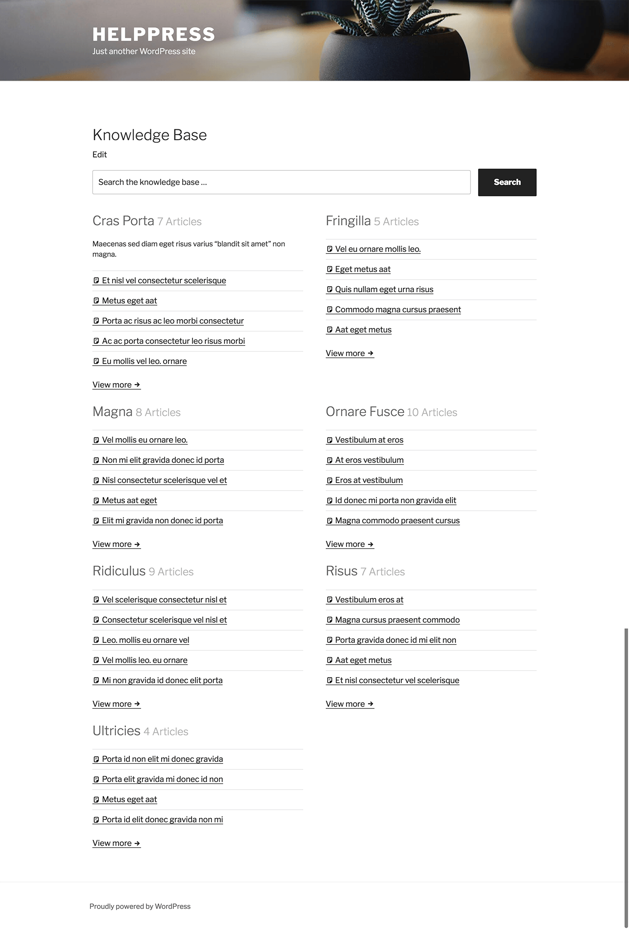 HelpPress on Twenty Seventeen using default, 2-column layout.