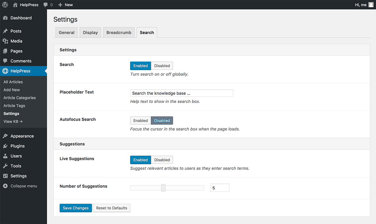 Search settings.