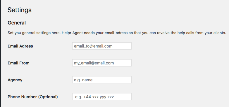 Go to Settings page and enter the email addresses and other details.