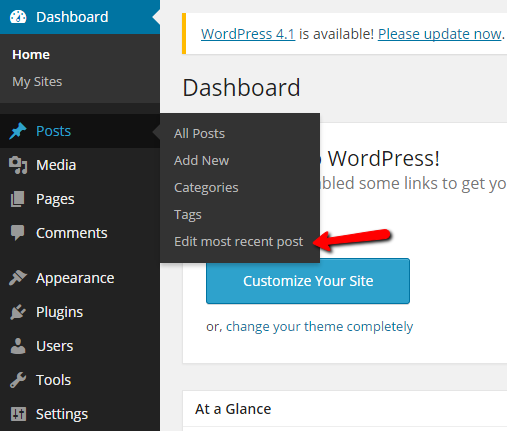 This is the link when you are in the posts area or any of the submenu items off of the Posts menu item.