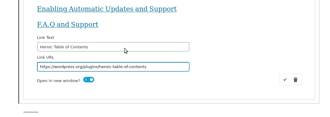 添加自定义链接到 Table of Contents (测试功能)
