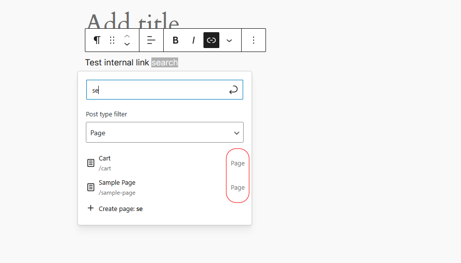 screenshot-2.png – Filtered link suggestions by page post type.