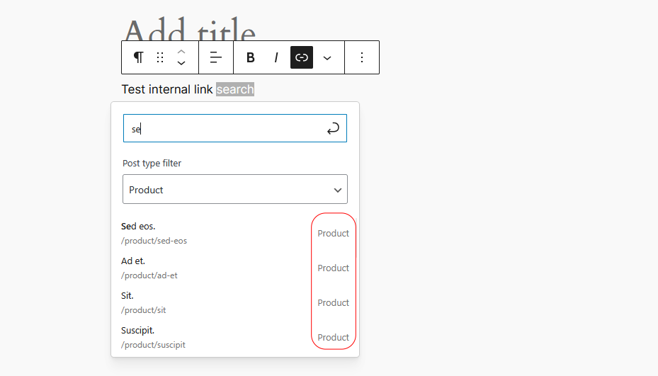 screenshot-2.png – Filtered link suggestions by product post type.
