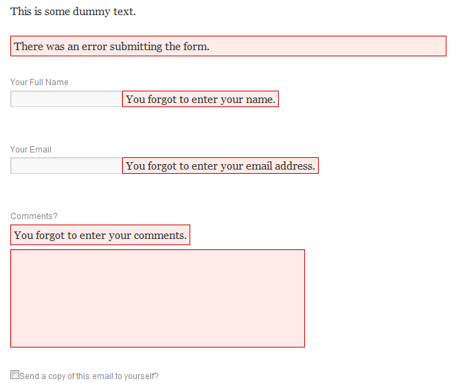 Replacement form with error