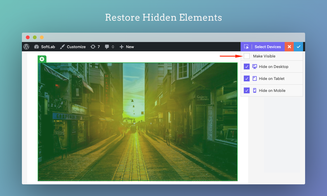 Restore Hidden Element
