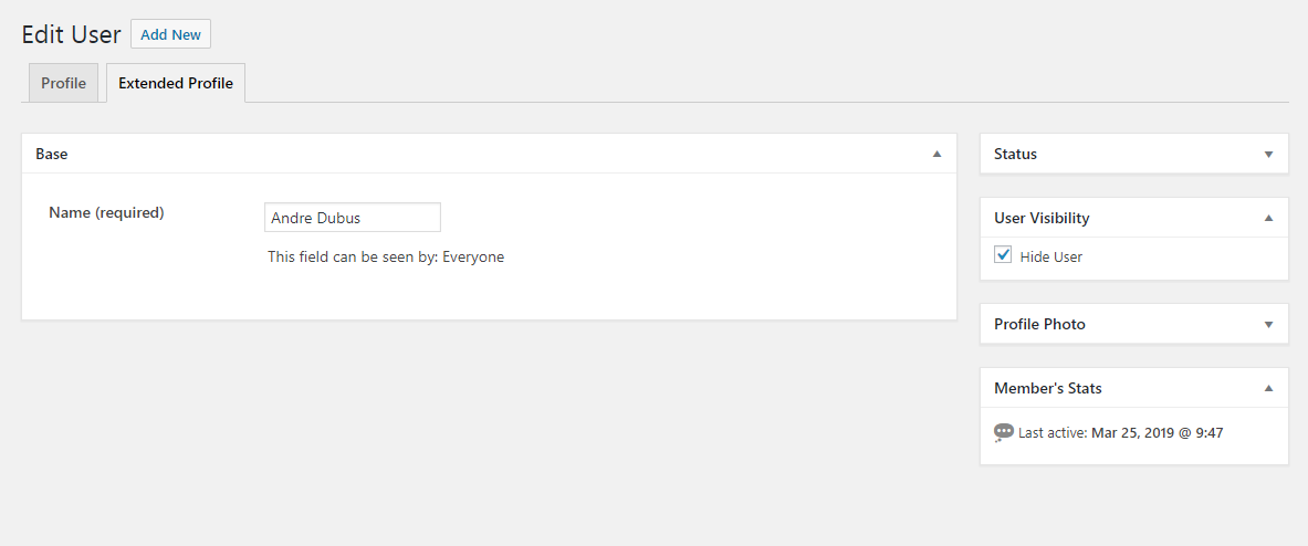 Meta box with a checkbox to hide buddypress member visibility