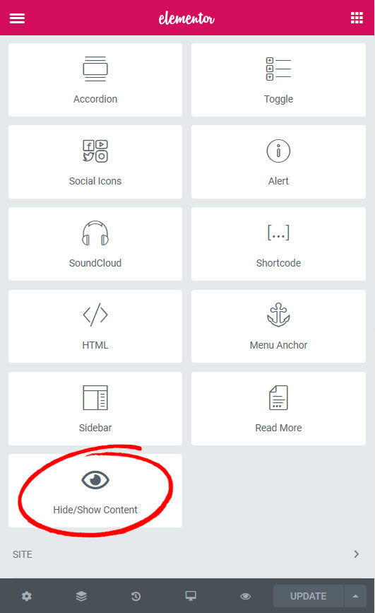 The Elementor widget (General Category)