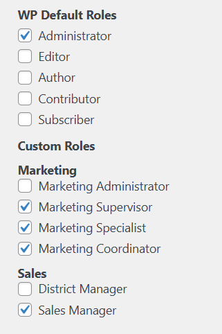 Grouped roles display