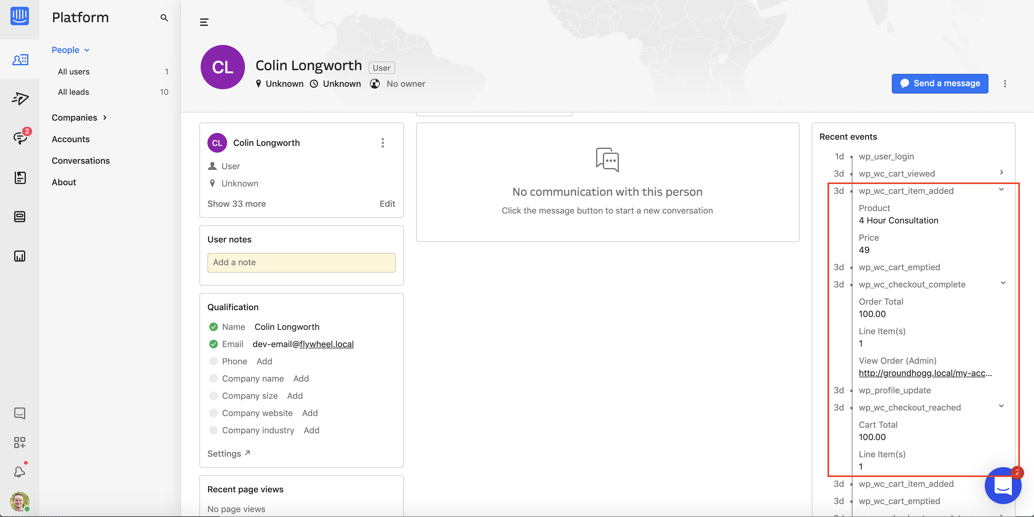 Clear and concise meta data for each event including WooCommerce Cart & Order data