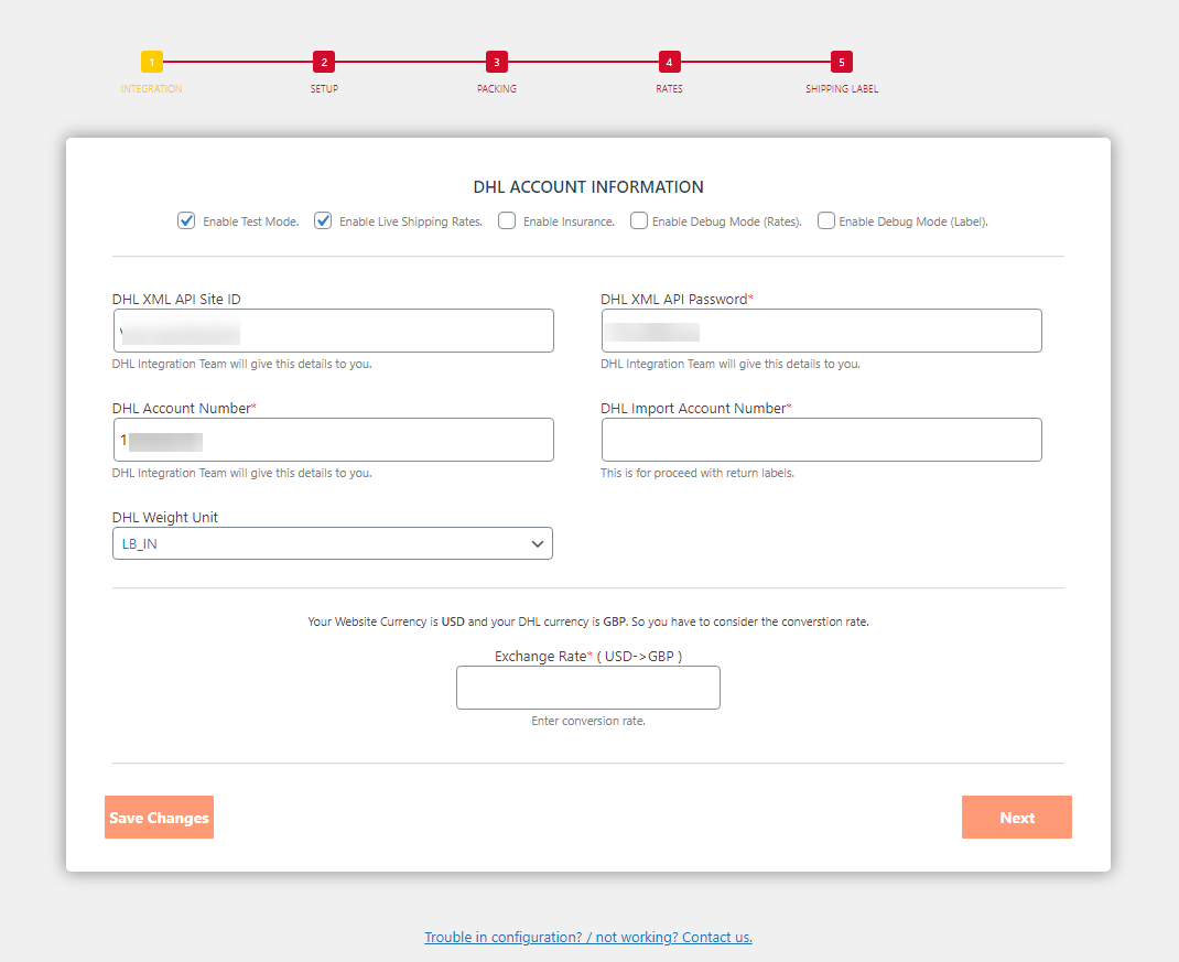DHL Activate the plugin.