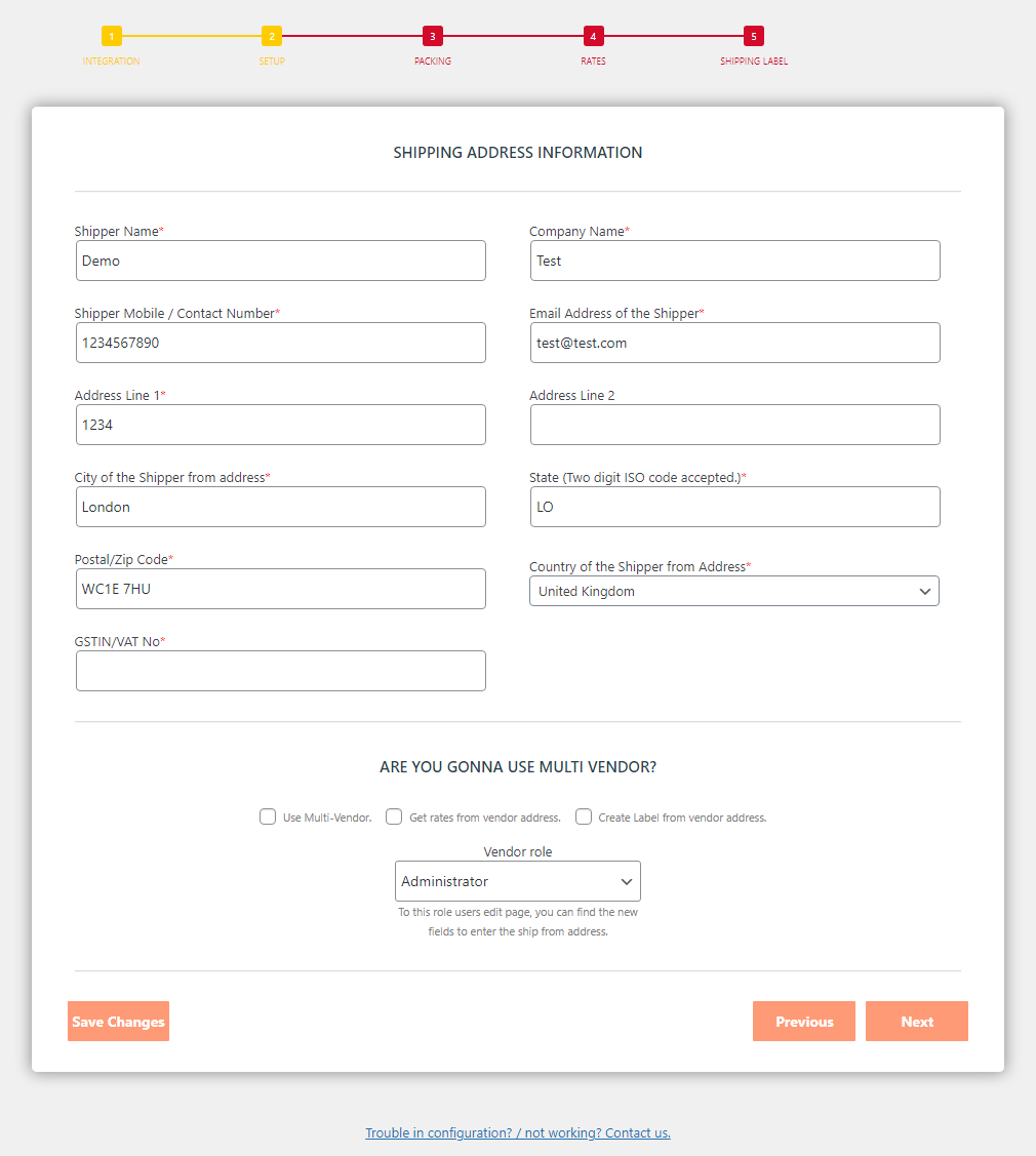 DHL Account integration.